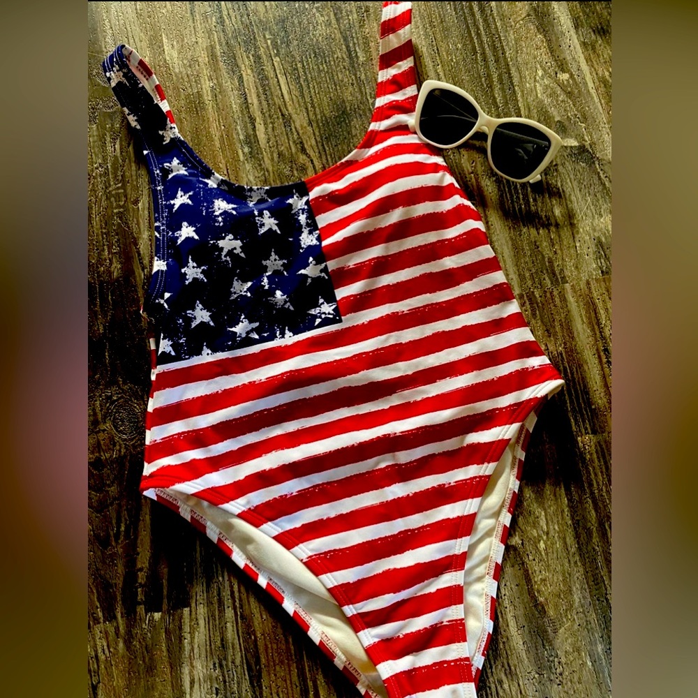 One piece Swimsuit American Flag  
Size M - 4th of July